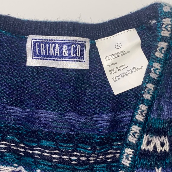Vintage | Erika & Co. Fair Isle Nordic Sweater
Vest Blue green & grey - Picture 4 of 7